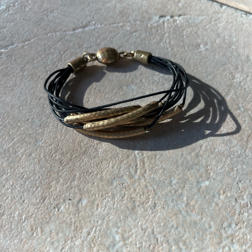 Chico's Black and Gold Multi-Strand Bracelet - Picture 4 of 5